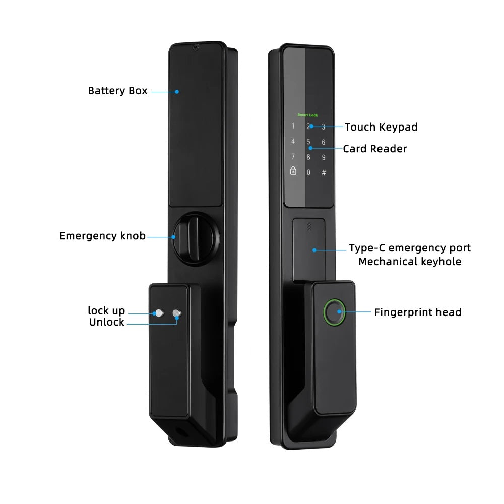 Aluminium Alloy Fingerprint Bluetooth Electronic Reversible Door Lock