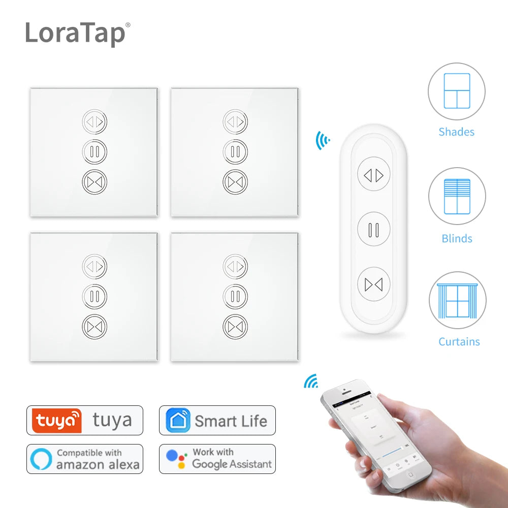 LoraTap 250V 600W Plastic WiFi Rolling Blinds Curtain Switch