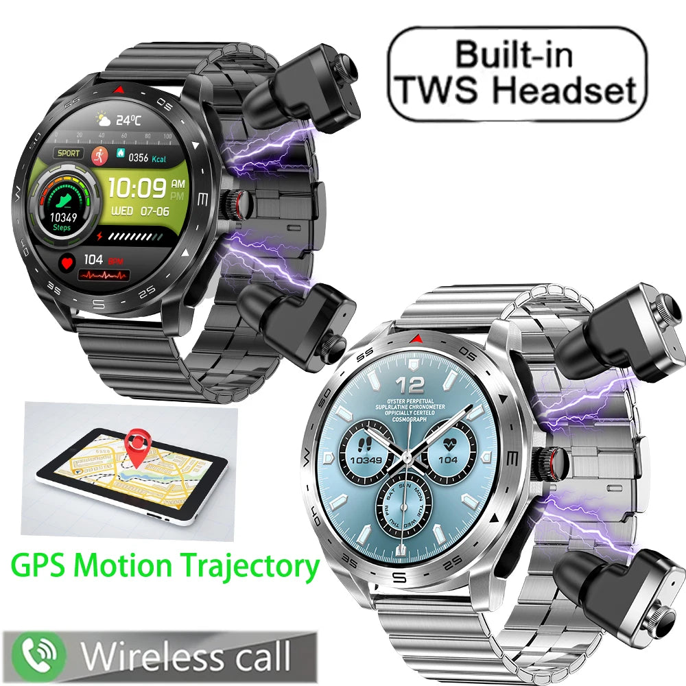 2-In-1 Silica Gel Bluetooth Earphones With Round Smartwatch