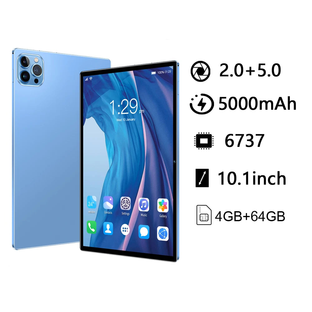 5000mAh Type-C USB 4GB RAM 64GB ROM 10.1 Inches Touch Tablet