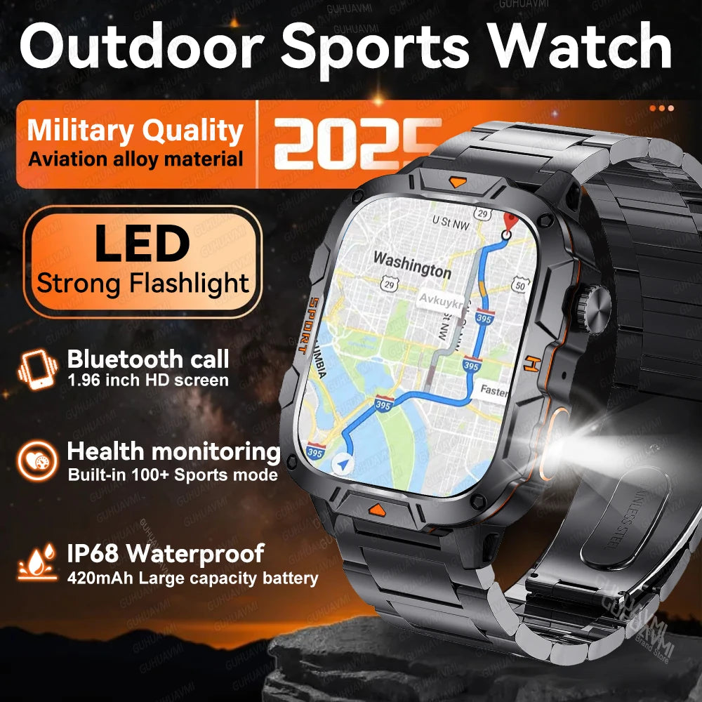 Fine Steel Waterproof Android Square Shaped Amoled Screen Smartwatch