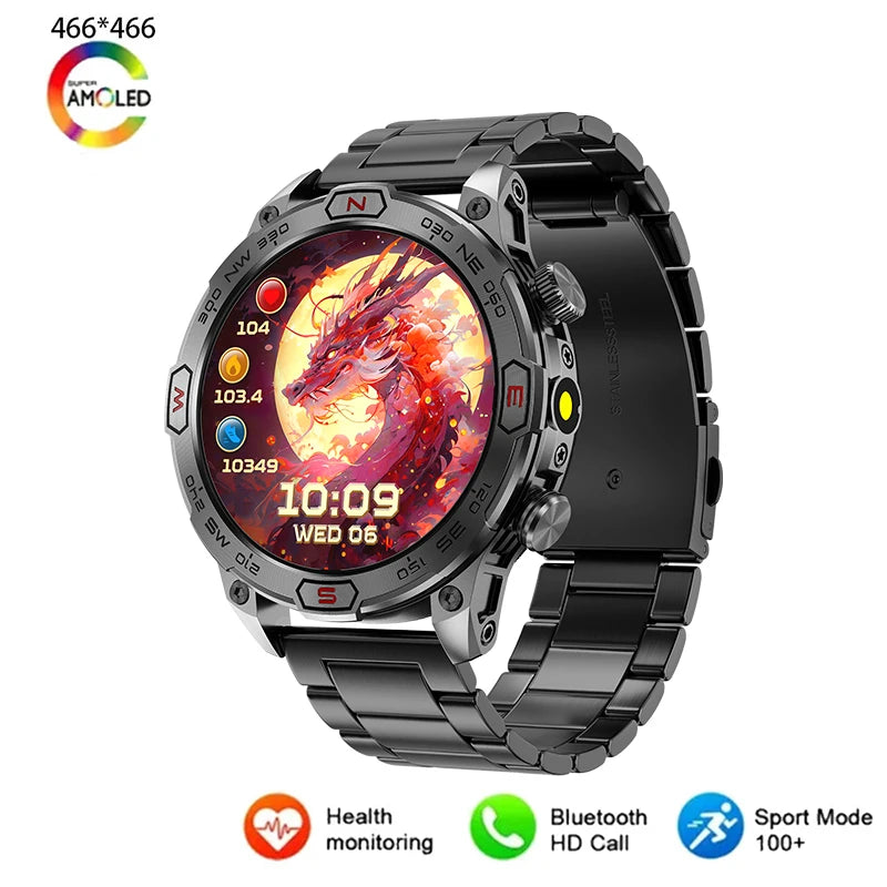 Alloy Waterproof Round Shaped On Wrist Outdoor Sports Smartwatch