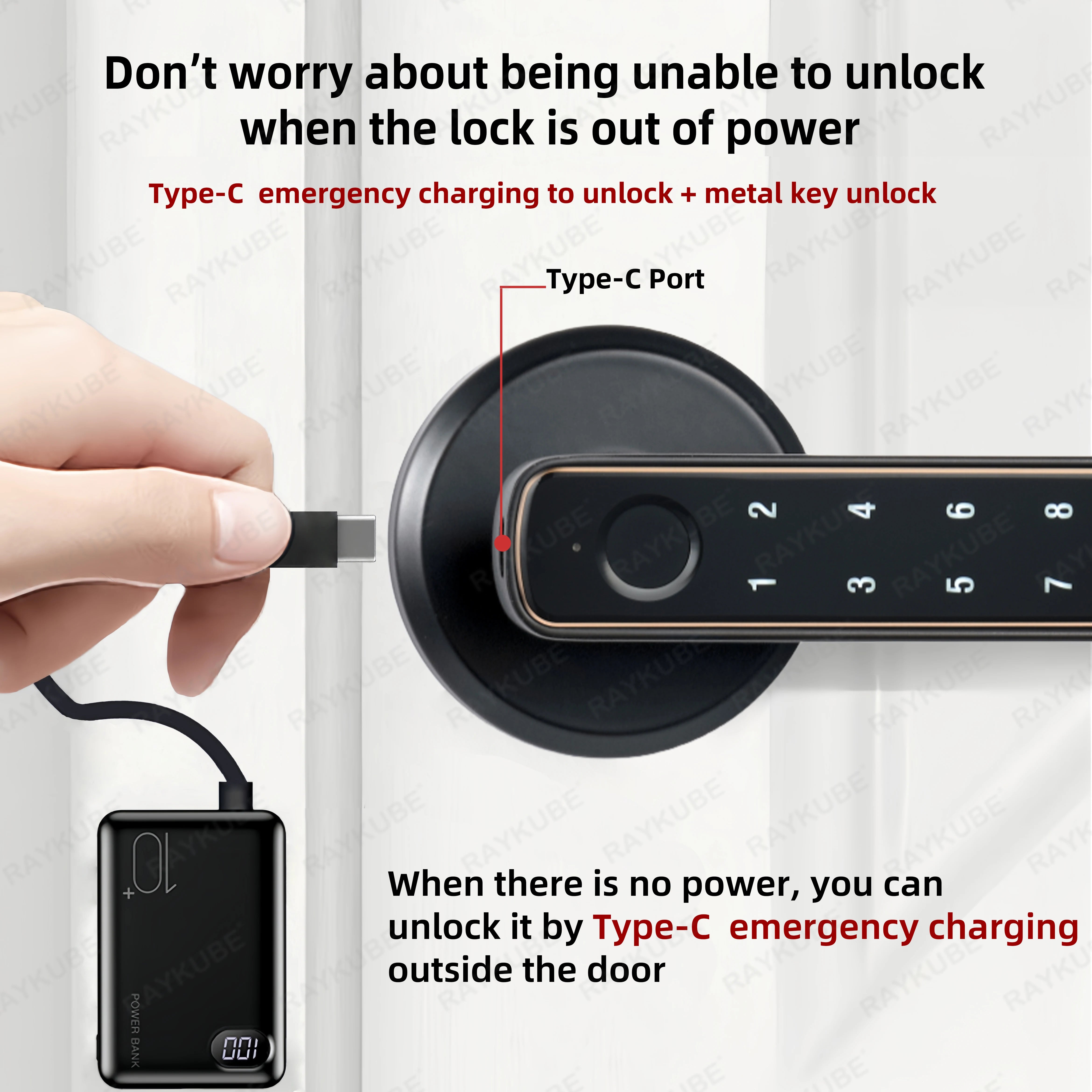Zinc Alloy Fingerprint Bluetooth Electronic Reversible Door Lock