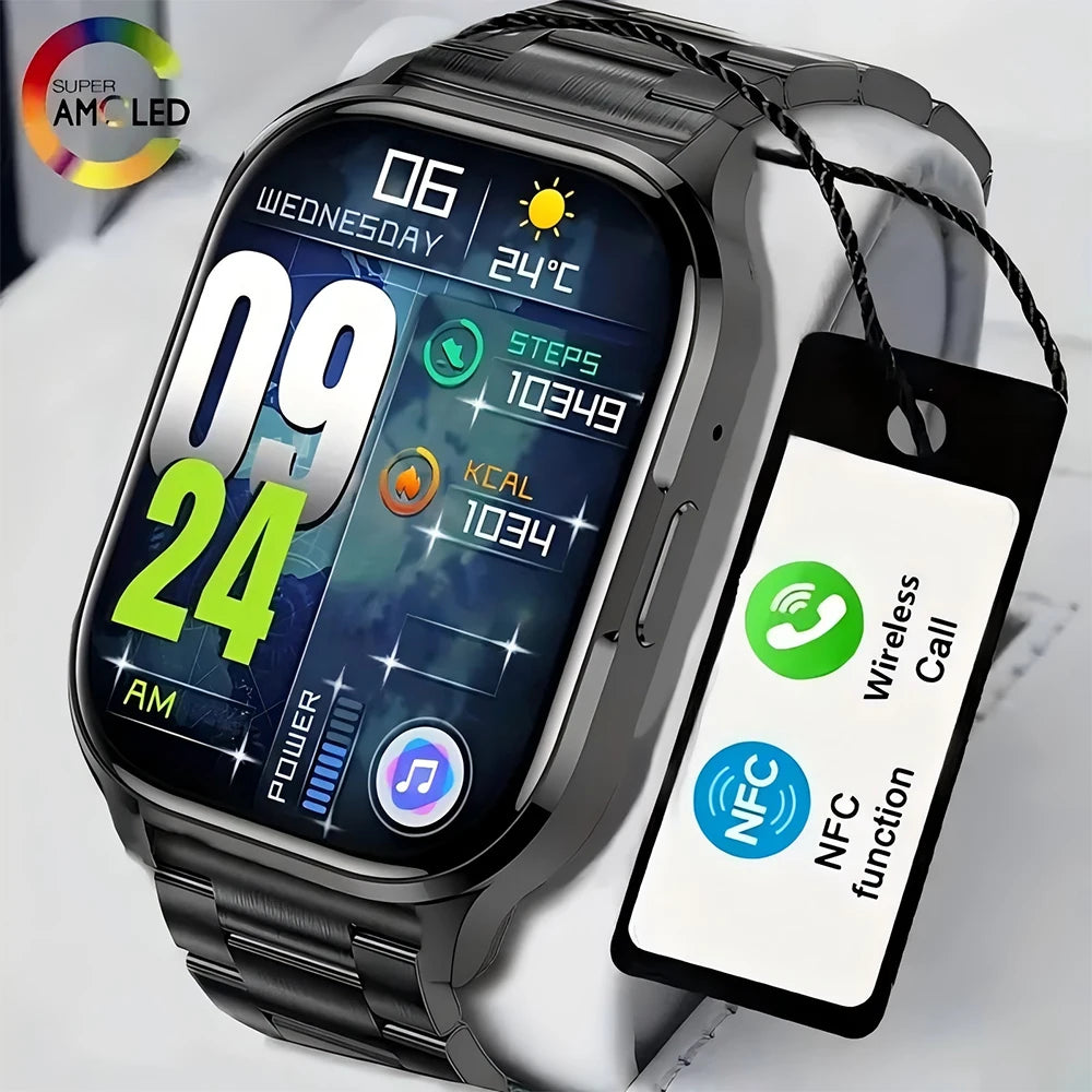 Silica Gel Waterproof Android Square Shaped Amoled Screen Smartwatch