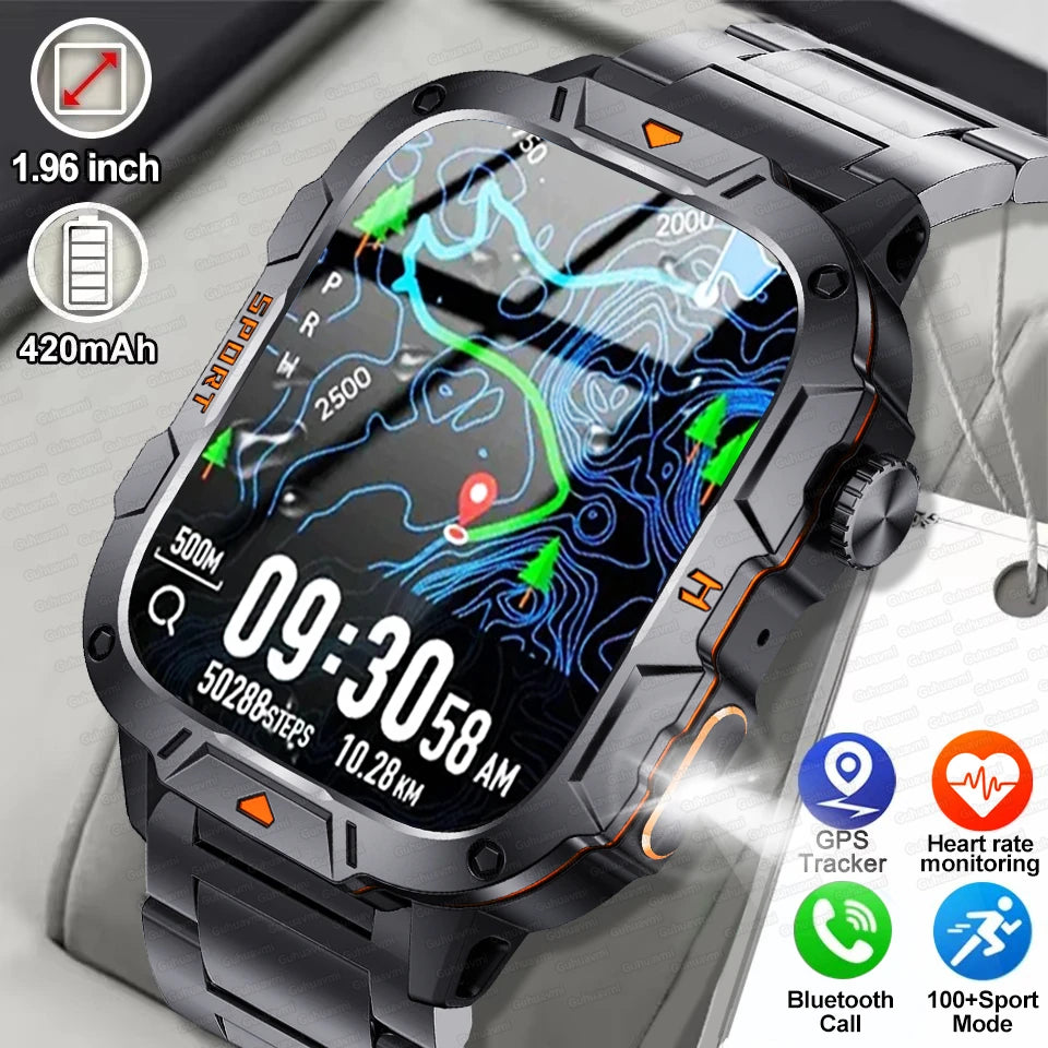 Fine Steel Waterproof Android Square Shaped Amoled Screen Smartwatch