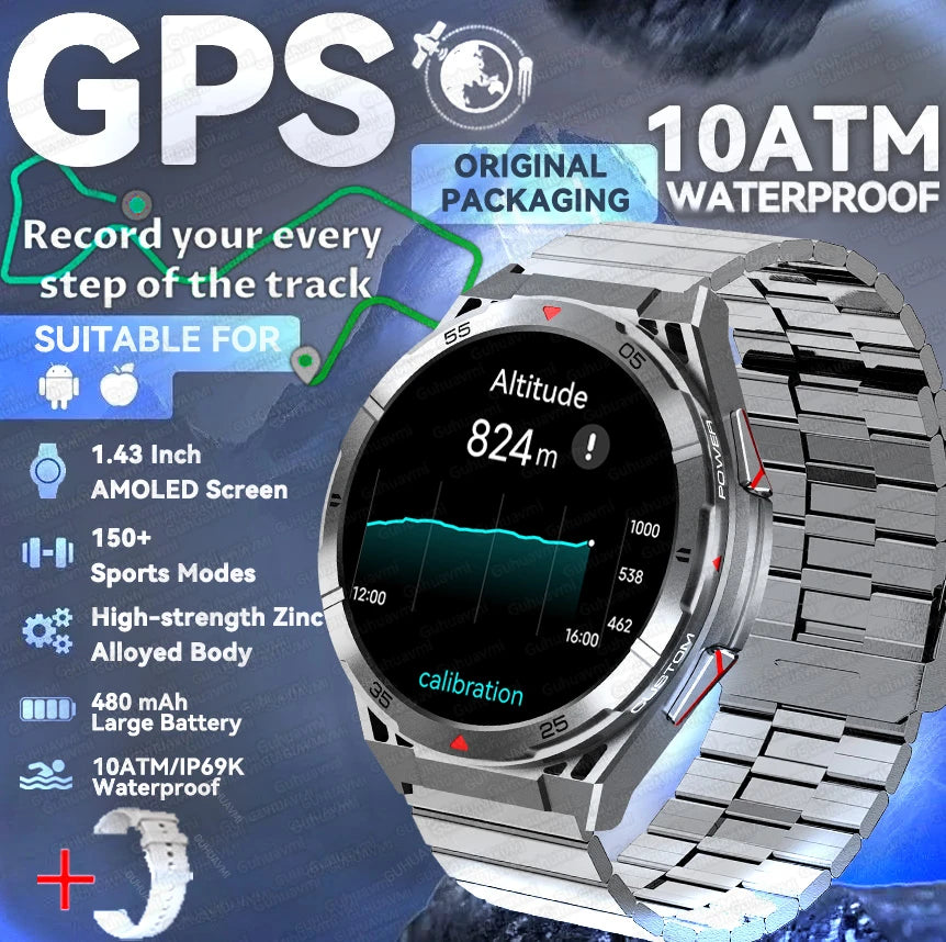 Waterproof AMOLED Display Android GPS Round Shape Smartwatch