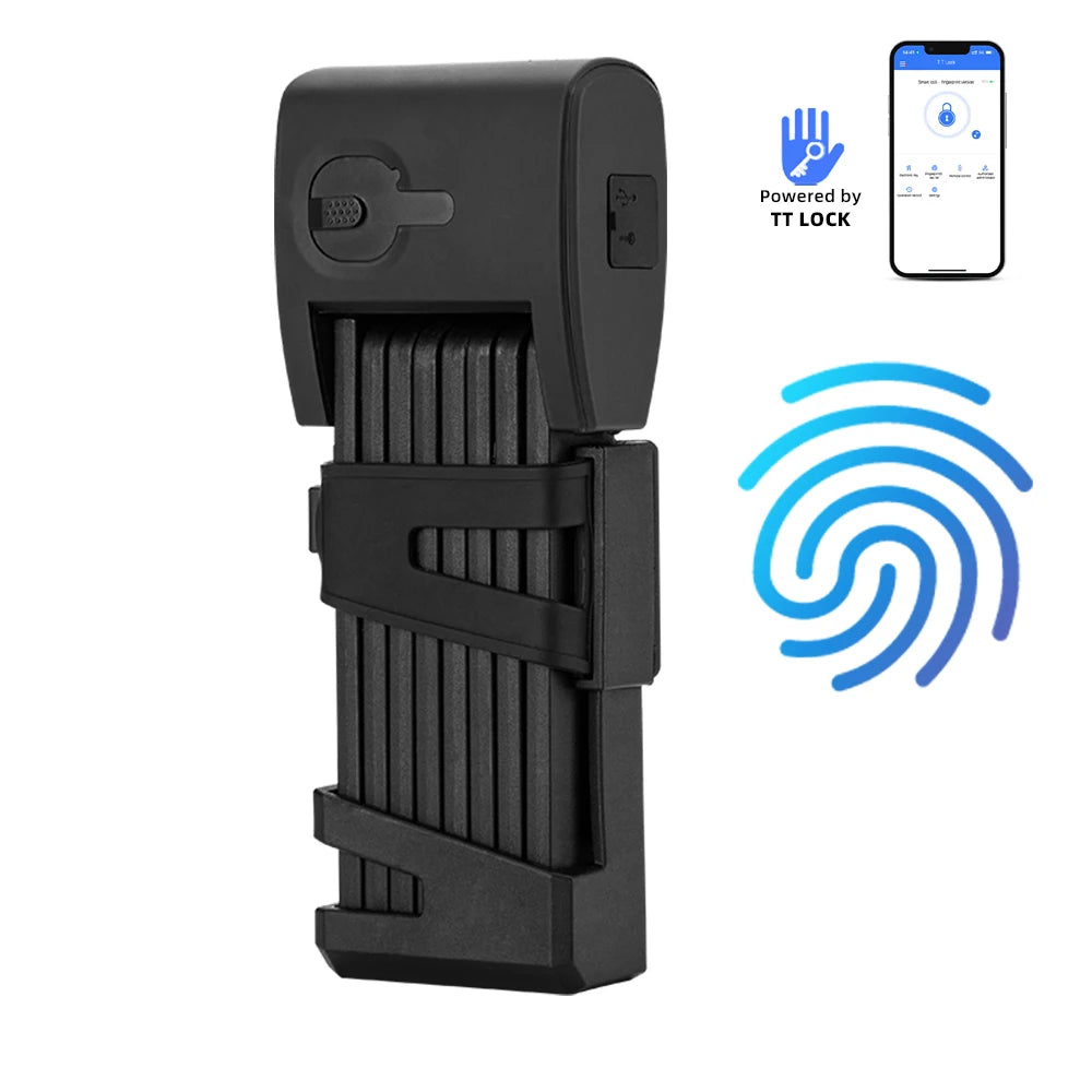 Stainless Steel Fingerprint Bluetooth Folding Bike Waterproof Lock