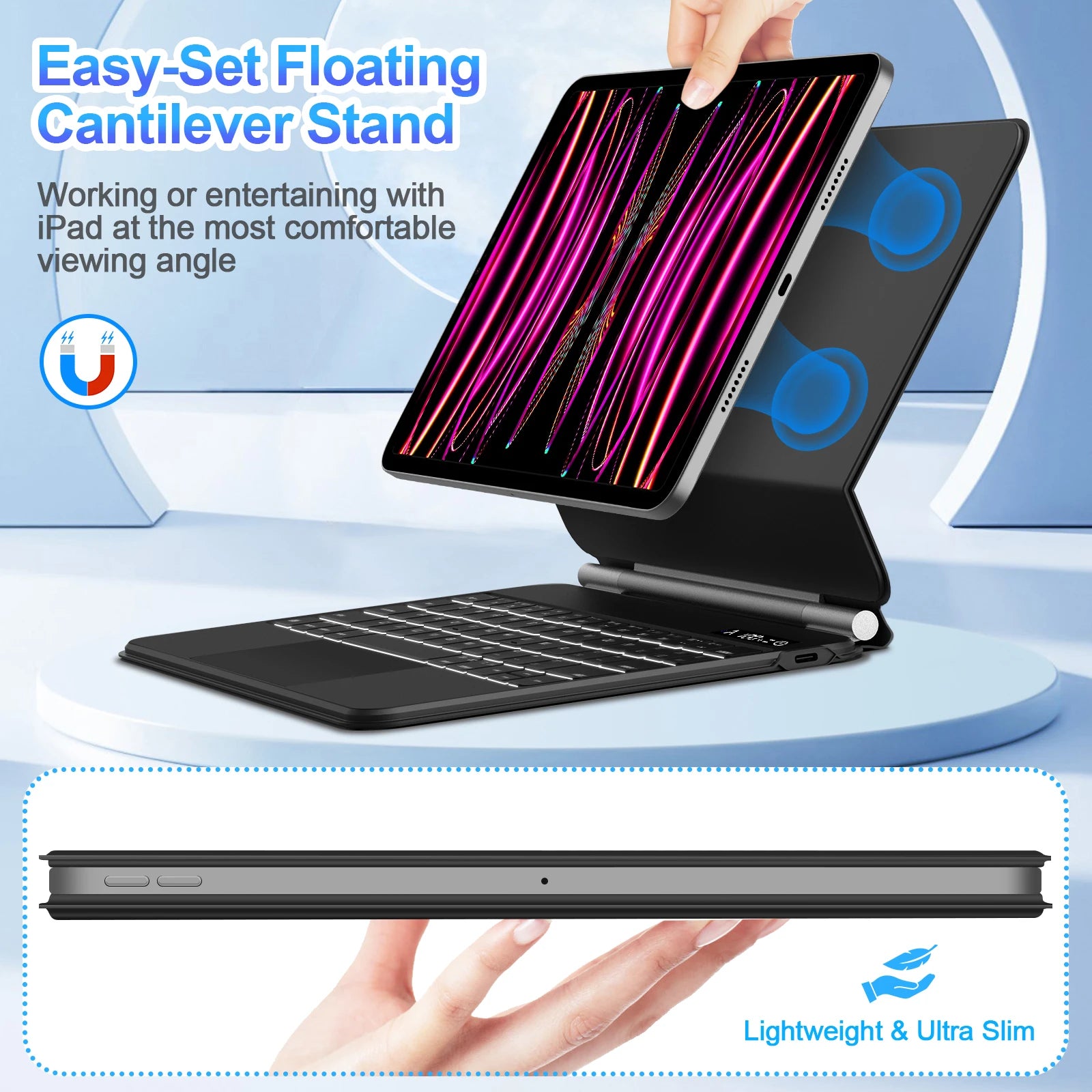 Wireless 11 Inches Magnetic Magic Keyboard Case for Apple iPad