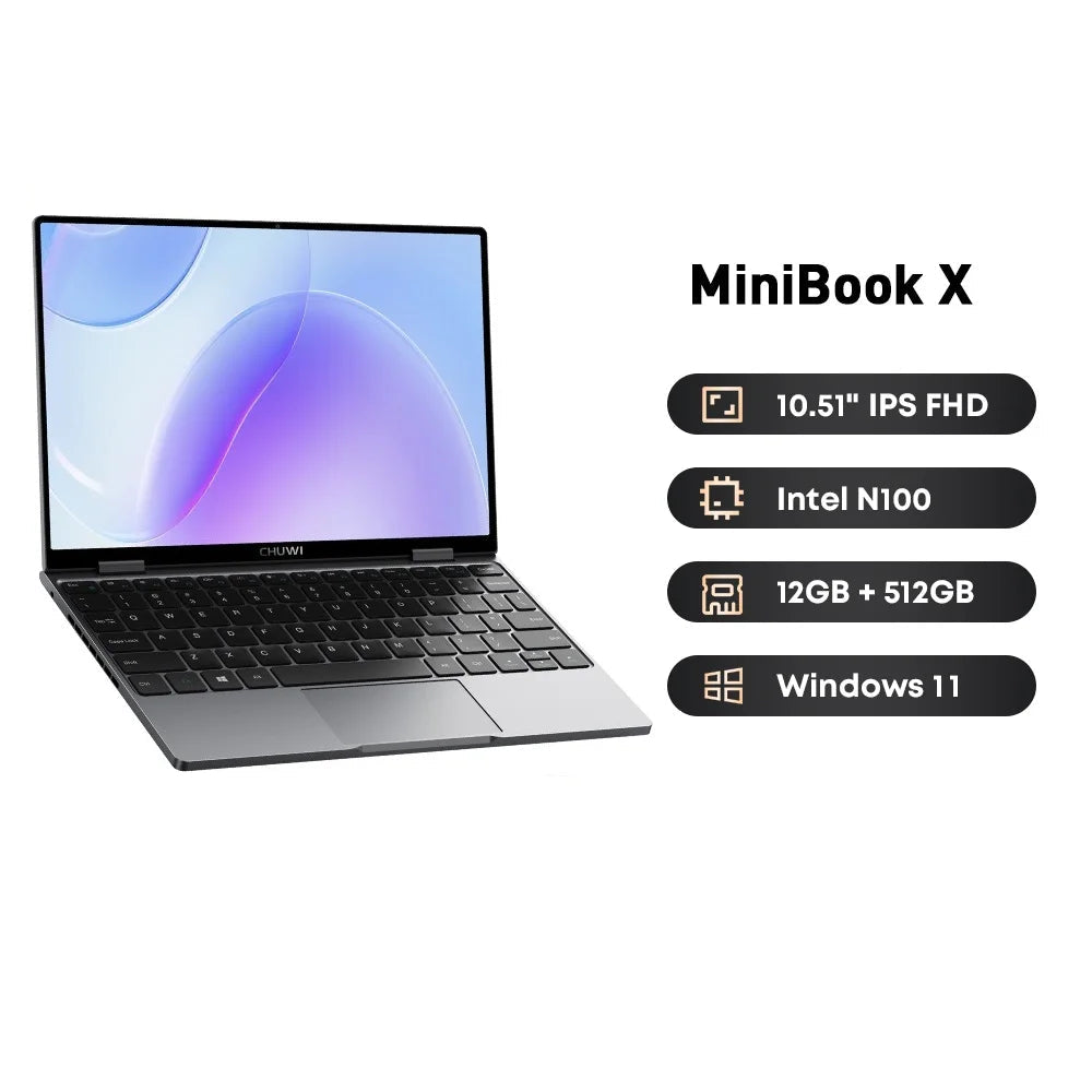 512GB MiniBook X 10.51 Inch UHD IPS Screen Window 11 Laptop
