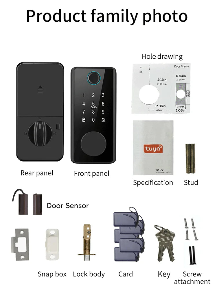 Zinc Alloy Fingerprint Bluetooth Deadbolt Reversible Password Lock