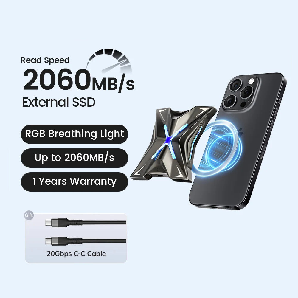 2060MB/s Magnetic External Solid State Drive For Smartphones