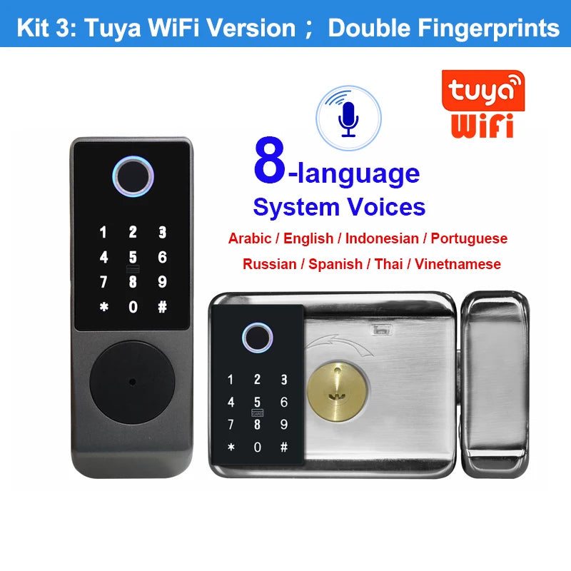 Stainless Steel Double Fingerprint Waterproof Reversible Door Lock