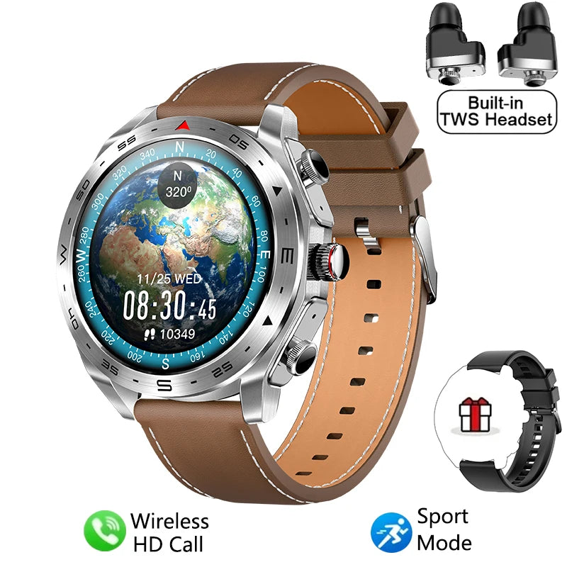 2-In-1 Silica Gel Bluetooth Earphones With Round Smartwatch