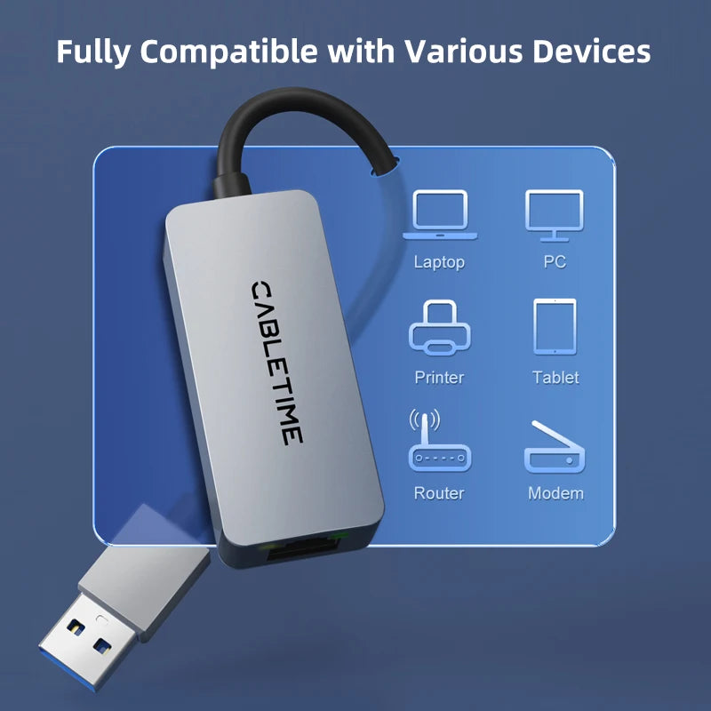 Aluminum Alloy USB A Ethernet Adapter 2.5Gbps Adapter For Laptop