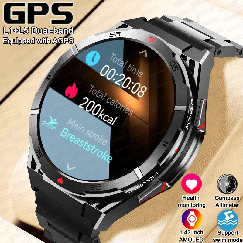 Waterproof AMOLED Display Android GPS Round Shape Smartwatch