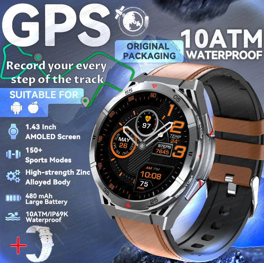 Silica Gel Android GPS Round Shaped Amoled Screen Smartwatch