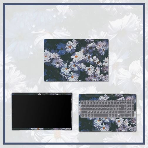 PVC Protective Flower Pattern Laptop Marble Skin Cover