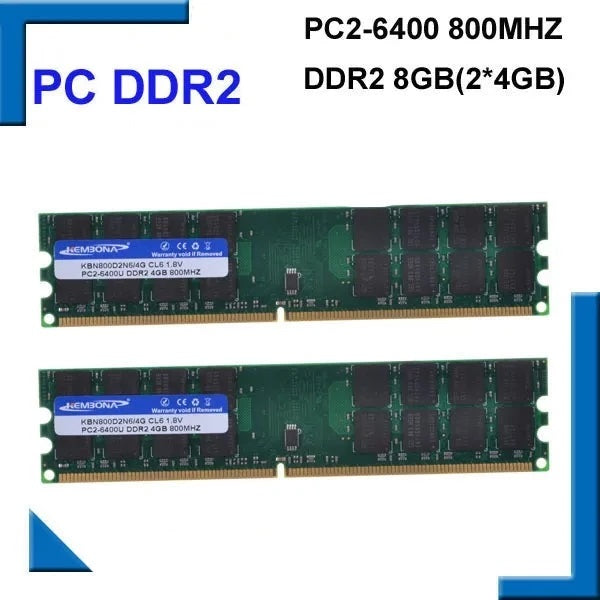 8GB 1.8V 240 Pins DDR2 PC2-6400 800MHz Memory RAM For Desktop