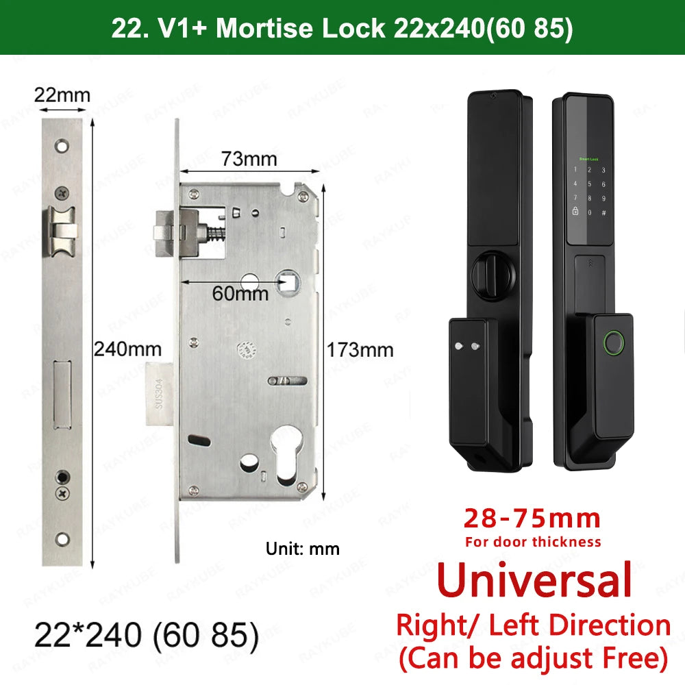 Aluminium Alloy Fingerprint Bluetooth Electronic Reversible Door Lock