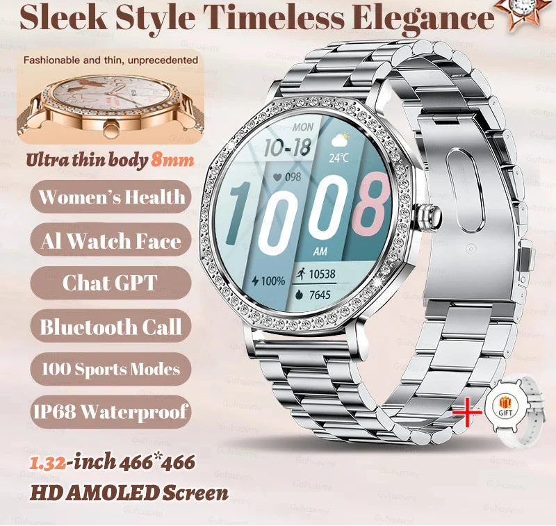 Steel Waterproof Android Round Shape On-Wrist Smartwatch