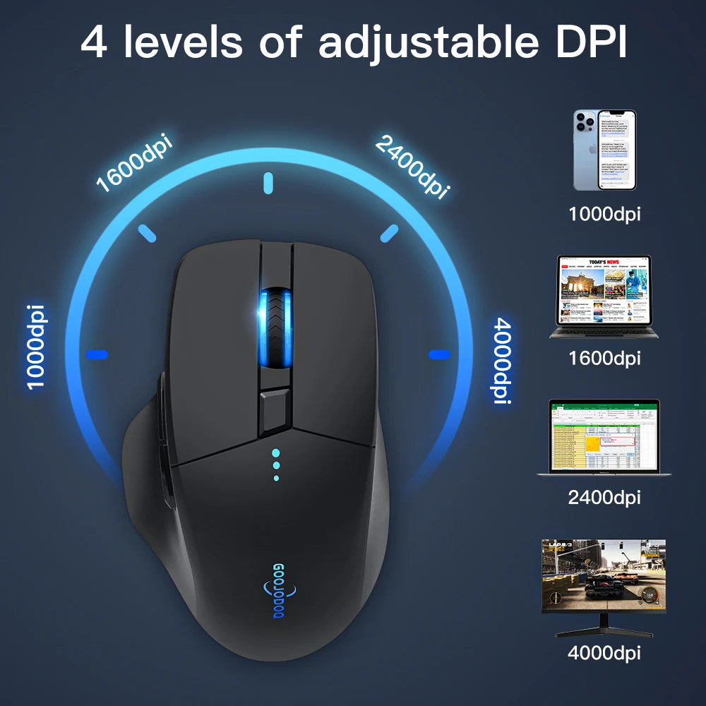 4000 DPI 2.4G USB Bluetooth Support Optical Sensor Wireless Mouse