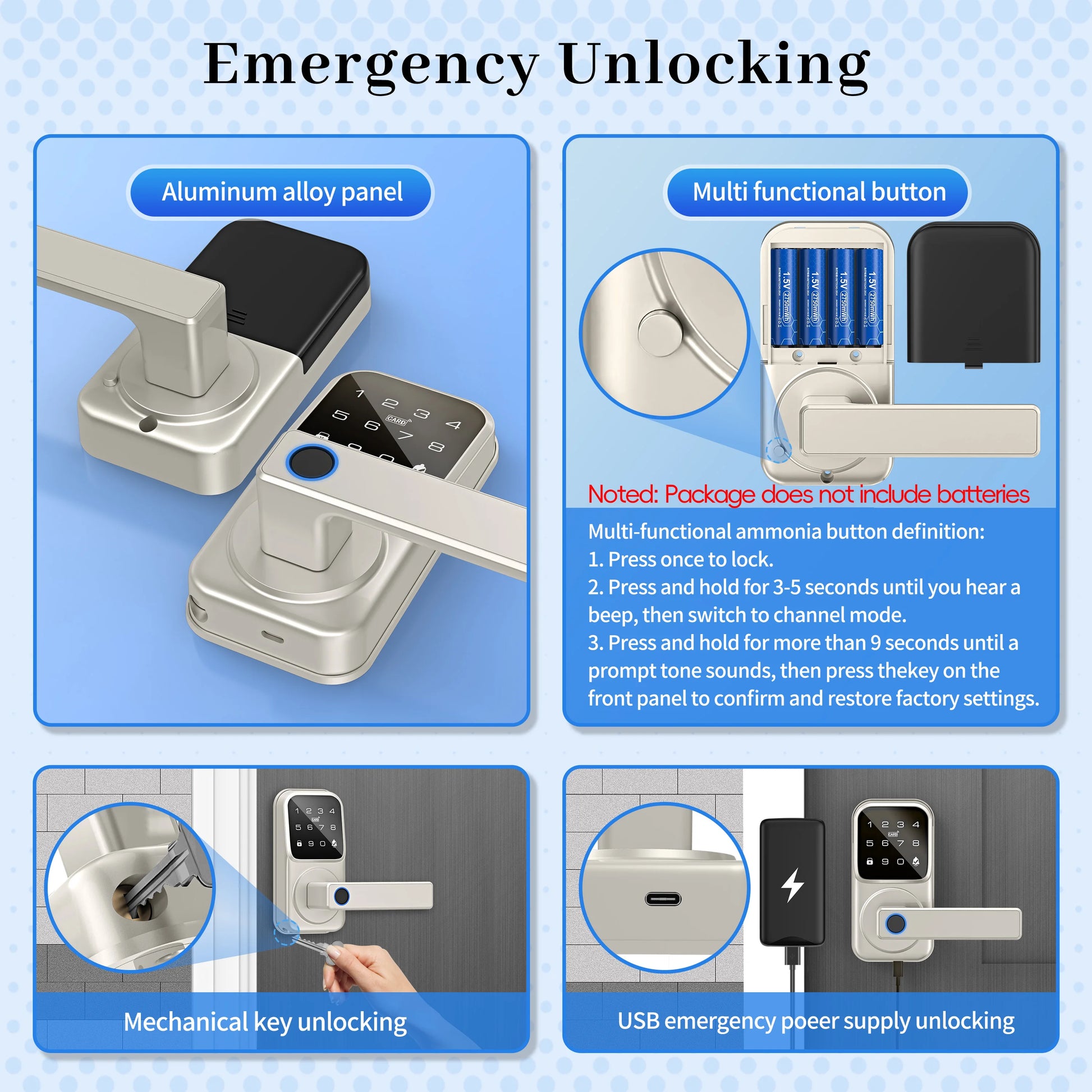Raykube Electronic Deadbolt With 9 Languages Door App Lock