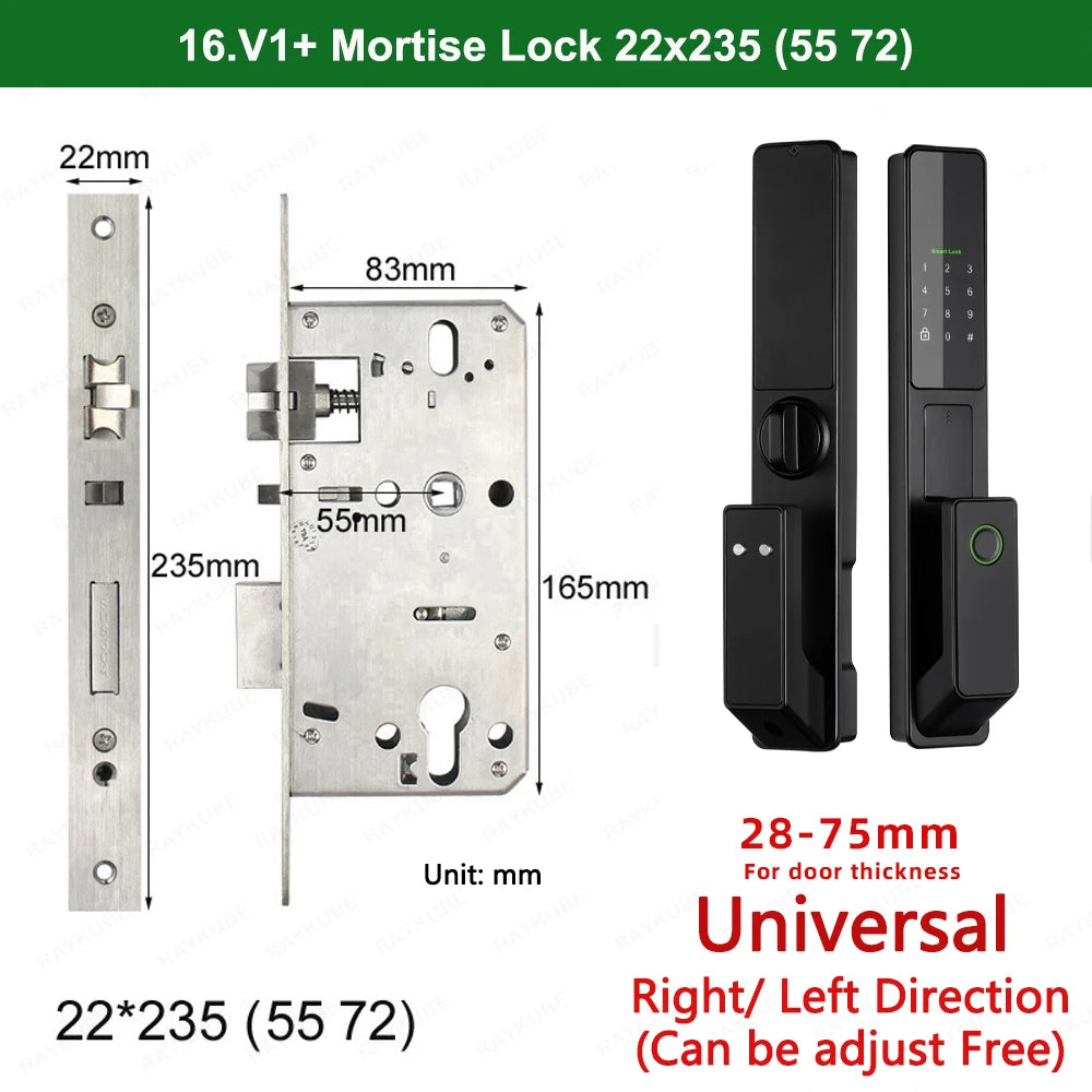 Aluminium Alloy Fingerprint Bluetooth Electronic Reversible Door Lock