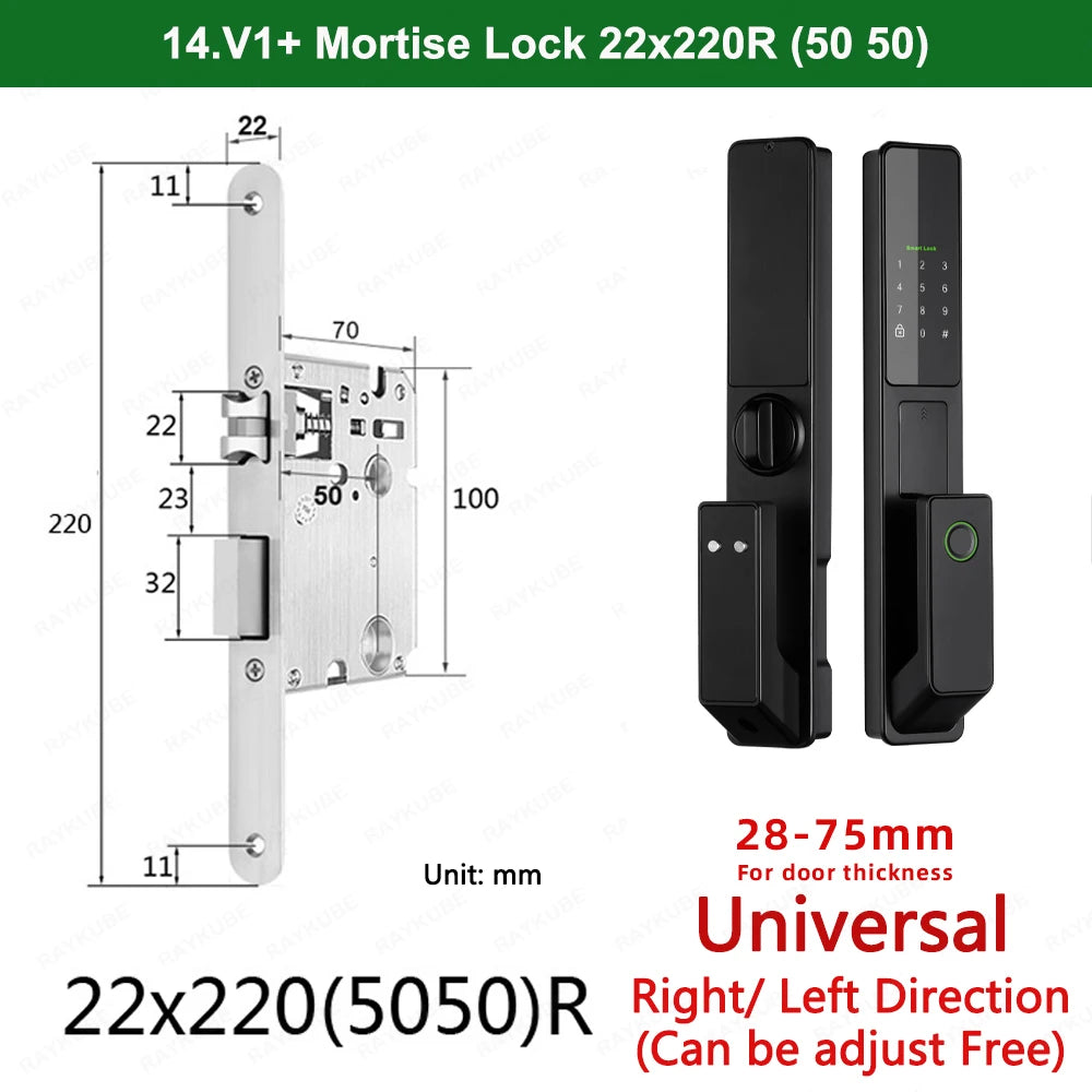 Aluminium Alloy Fingerprint Bluetooth Electronic Reversible Door Lock