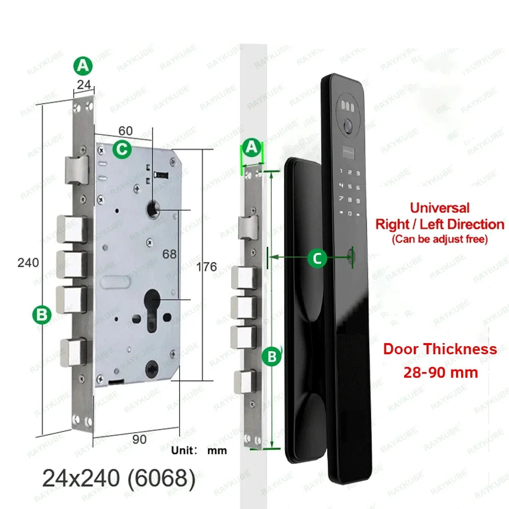 RAYKUBE Tuya WiFi 3D Face Recognition Digital Door Lock