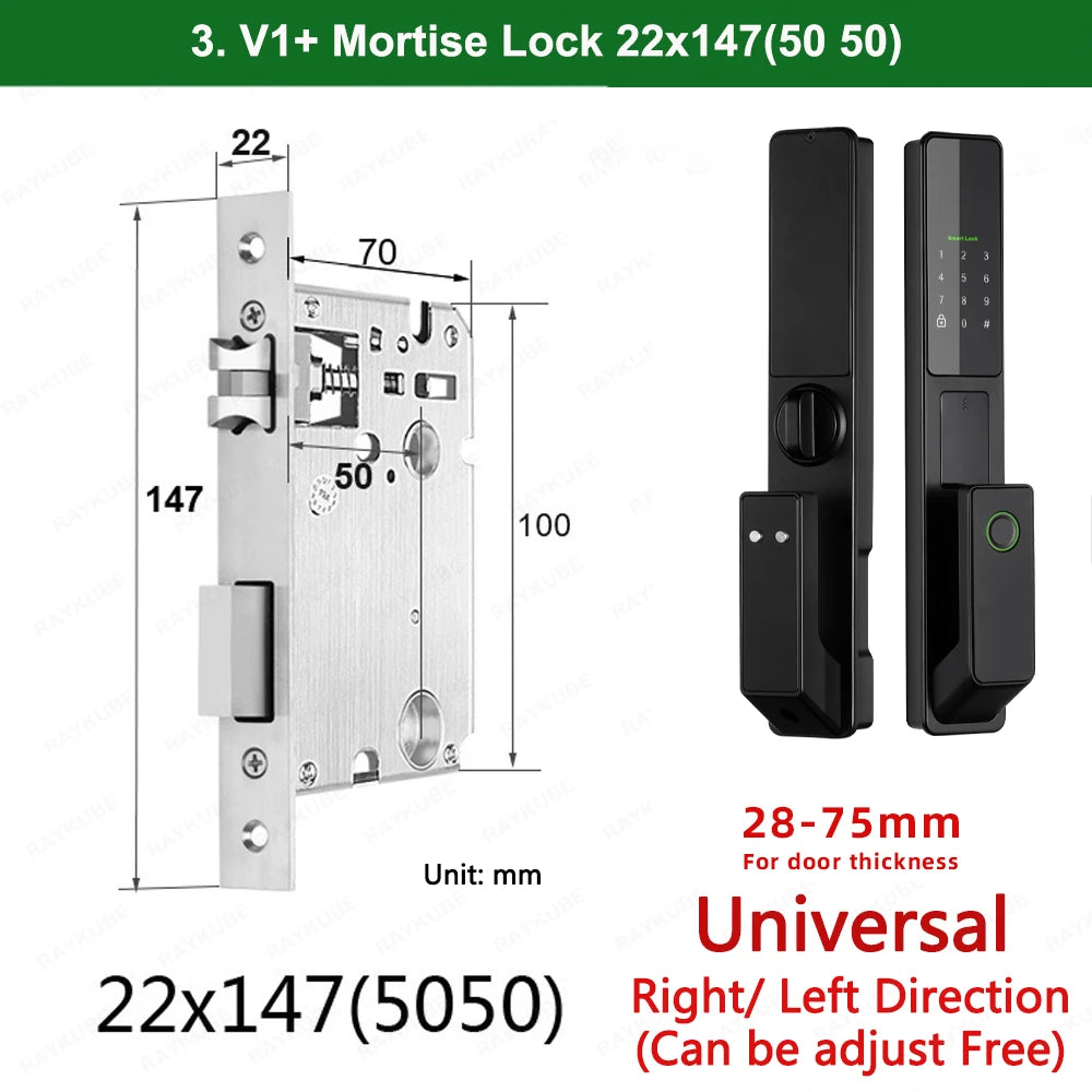 Aluminium Alloy Fingerprint Bluetooth Electronic Reversible Door Lock