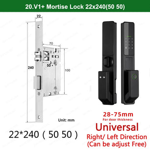 Aluminium Alloy Fingerprint Bluetooth Electronic Reversible Door Lock