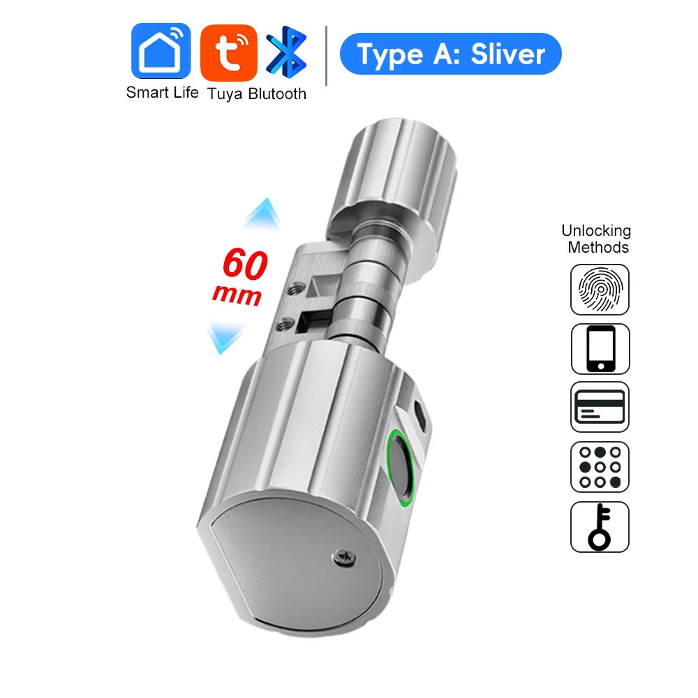 Aluminum Alloy Bluetooth Fingerprint Cylinder Digital Door Lock