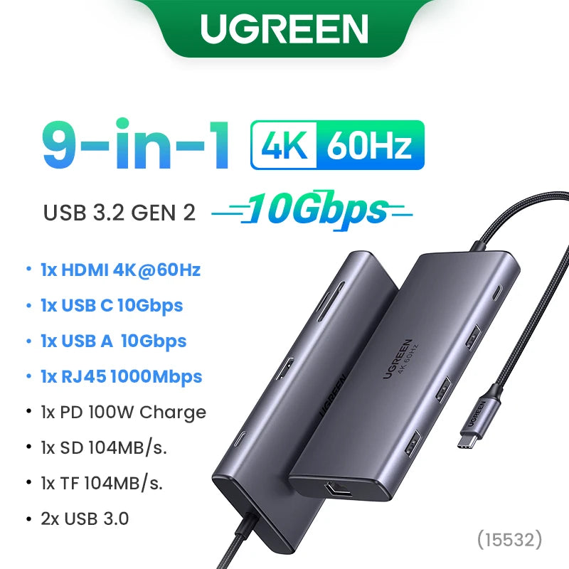 Ugreen 13-IN-1 Type-C Card Reader HDMI USB Splitter Hub