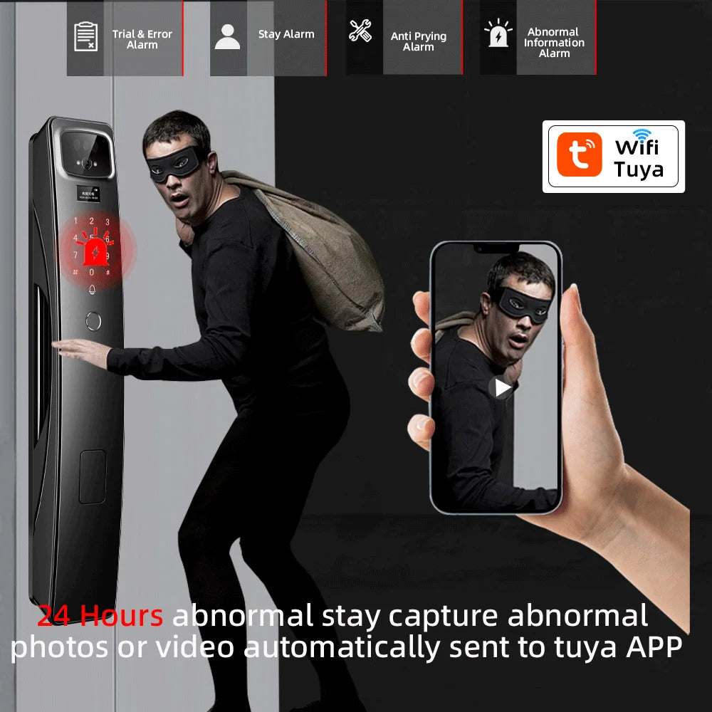 Aluminium Alloy Digital Fingerprint WIFI Reversible Smart Lock