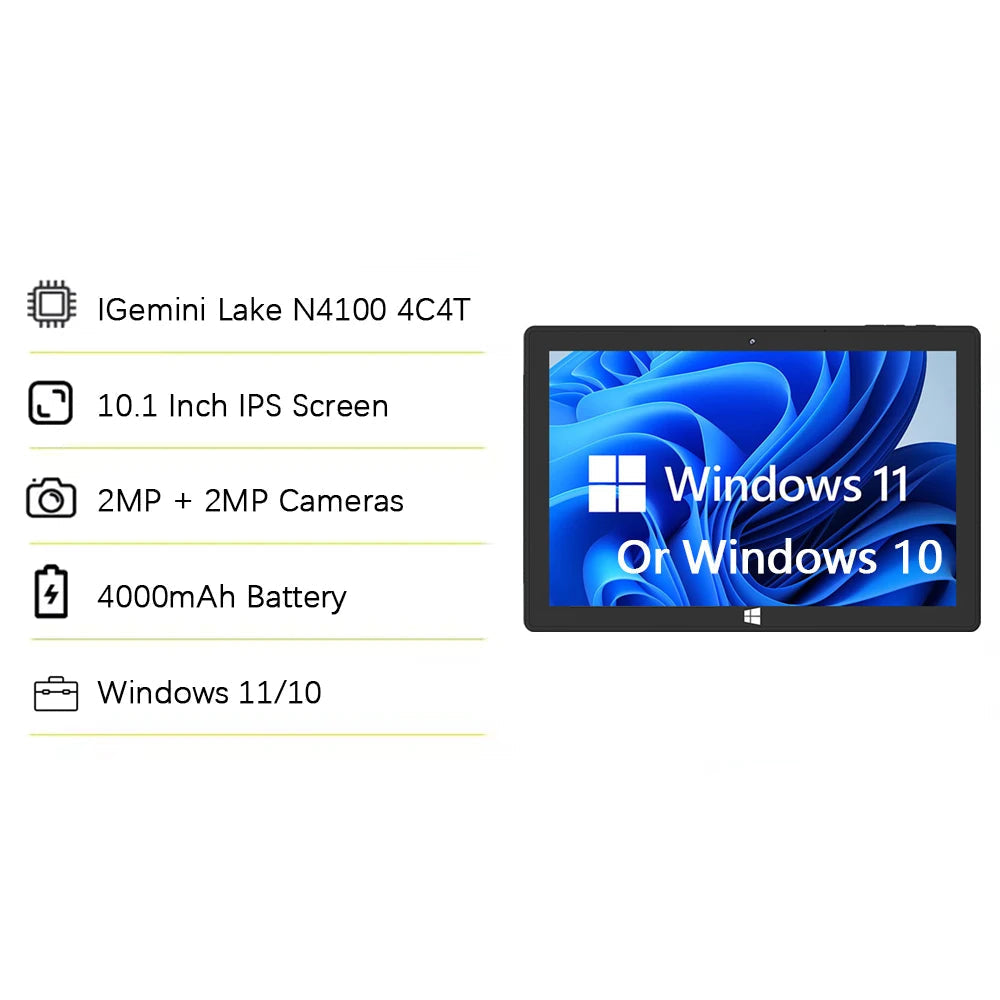 4000mAh Winpad 10.1 Inch Windows Tablet With N4100 & Dual USB