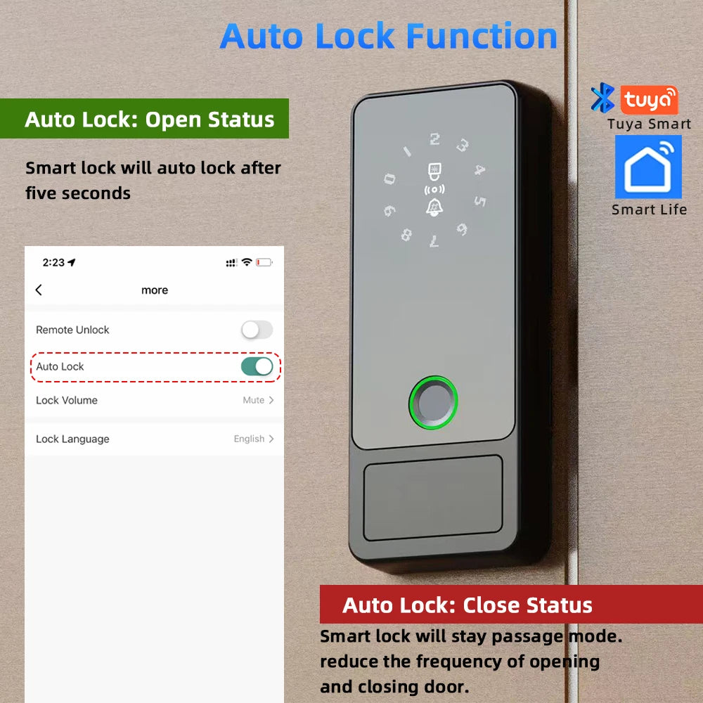  Aluminum Alloy Bluetooth Smart Fingerprint Electronic Lock