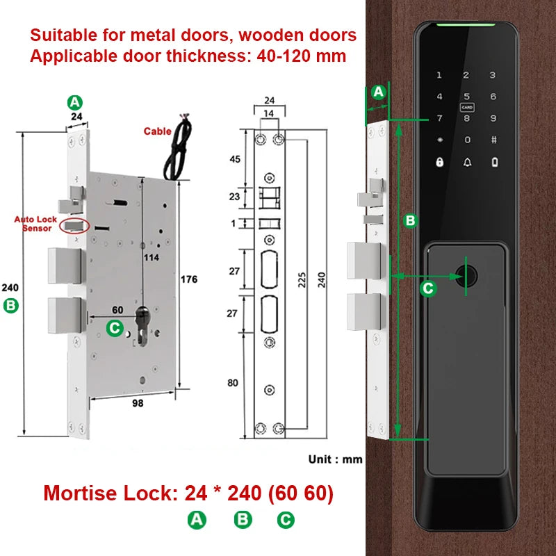 RAYKUBE Full-Automatic Electronic Biometric Smart Door Lock