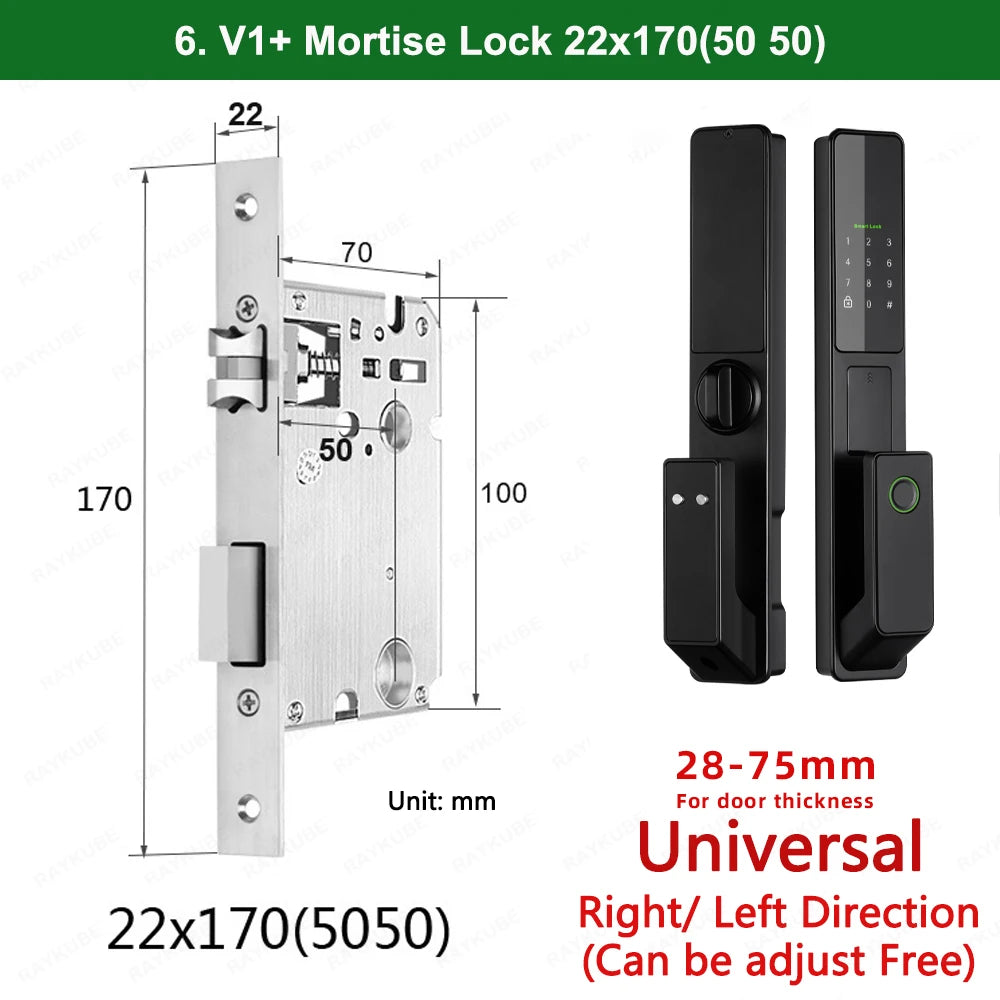 Aluminium Alloy Fingerprint Bluetooth Electronic Reversible Door Lock
