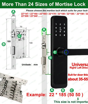 Wifi Smart Fingerprint Digital Electric Door Lock with Longer Handle Panels