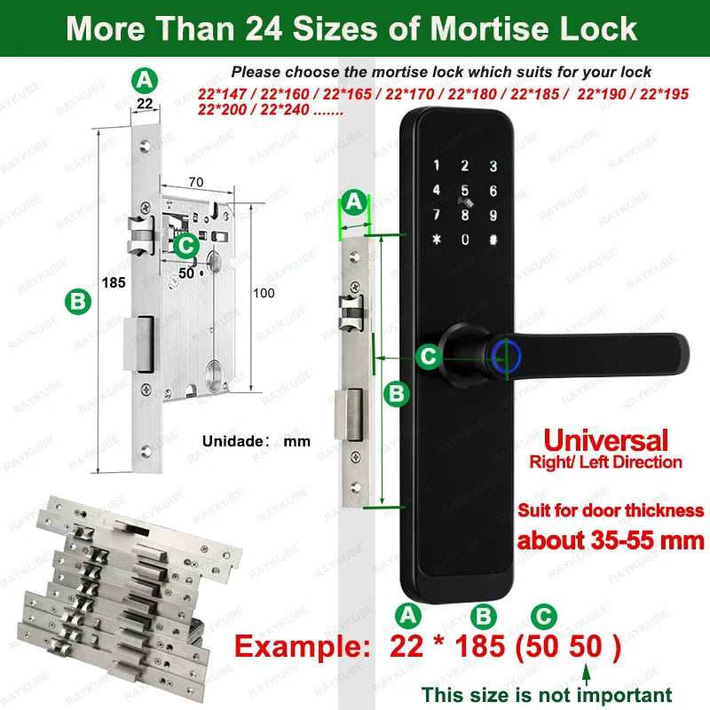 Wifi Smart Fingerprint Digital Electric Door Lock with Longer Handle Panels