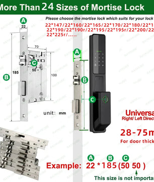 Aluminium Alloy Fingerprint Bluetooth Electronic Reversible Door Lock