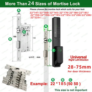 Aluminium Alloy Fingerprint Bluetooth Electronic Reversible Door Lock