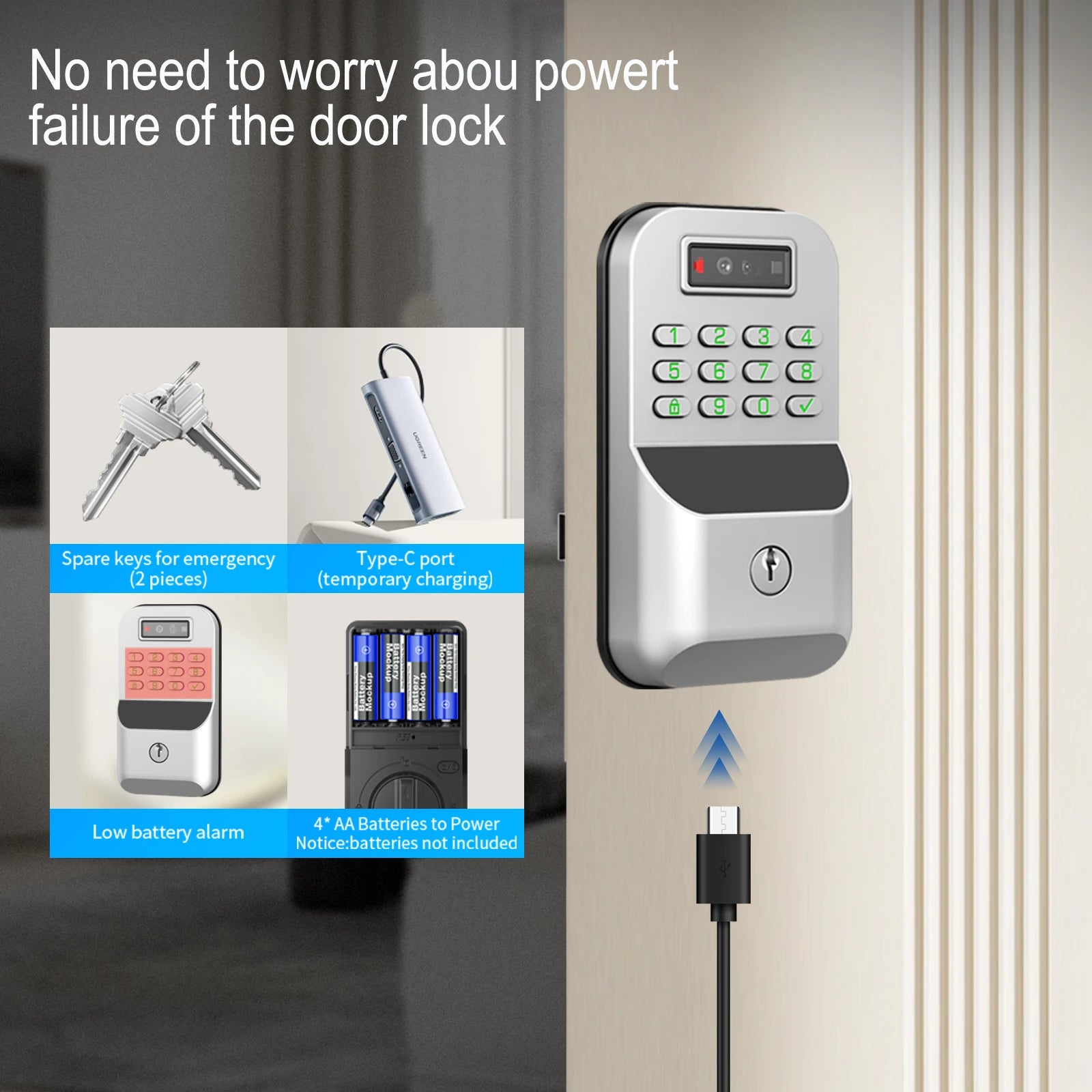 Zinc Alloy IP65 Bluetooth Waterproof Electronic Smart Door Lock
