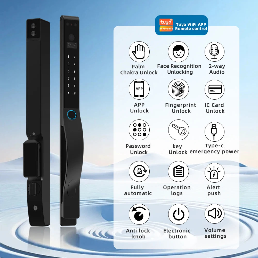 Aluminium Alloy Fingerprint Rechargeable Battery WIFI Smart Lock