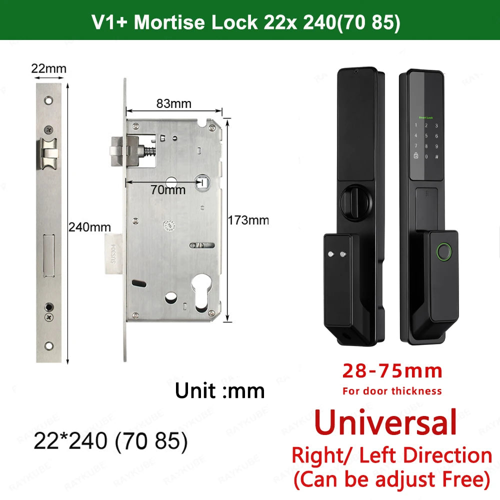Aluminium Alloy Fingerprint Bluetooth Electronic Reversible Door Lock