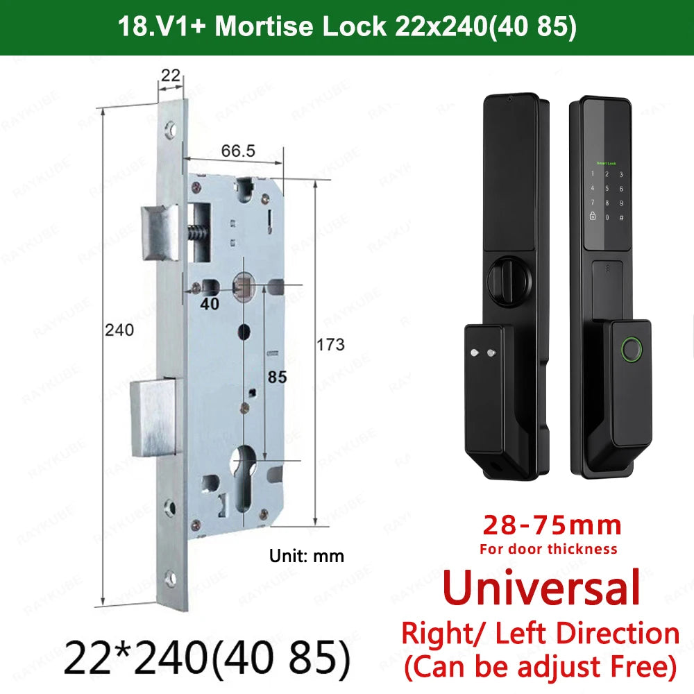 Aluminium Alloy Fingerprint Bluetooth Electronic Reversible Door Lock