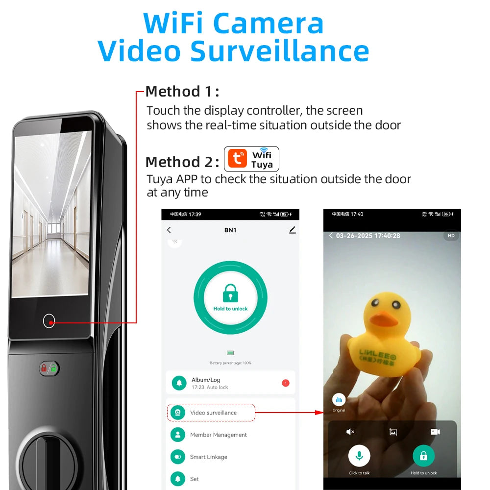 Aluminium Alloy Digital Fingerprint WIFI Reversible Smart Lock