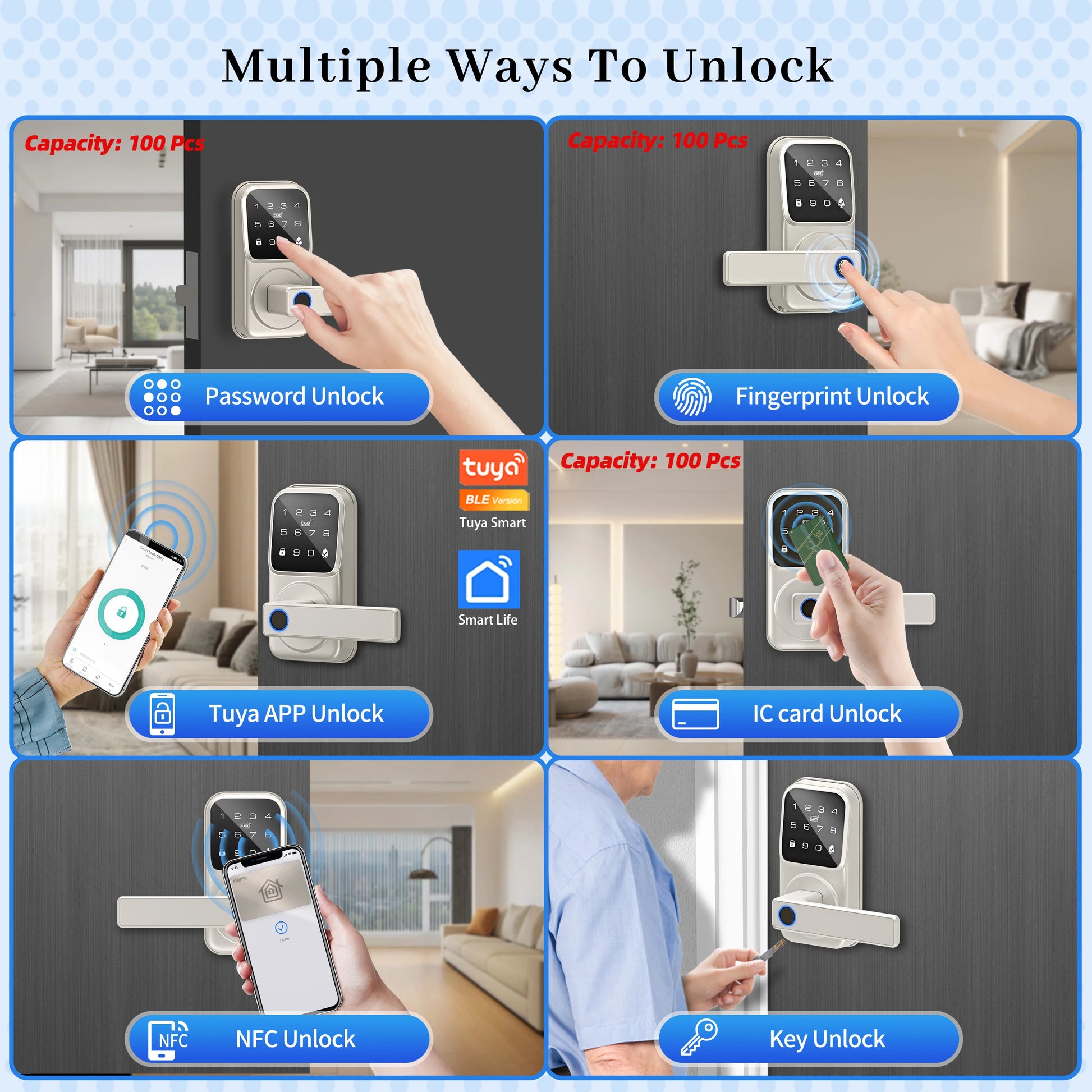 Raykube Electronic Deadbolt With 9 Languages Door App Lock