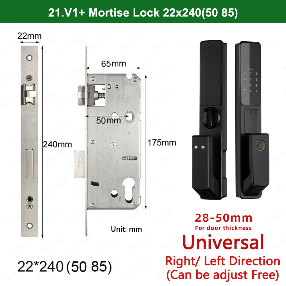 Aluminium Alloy Fingerprint Bluetooth Electronic Reversible Door Lock