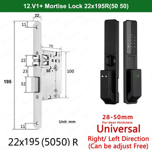 Aluminium Alloy Fingerprint Bluetooth Electronic Reversible Door Lock